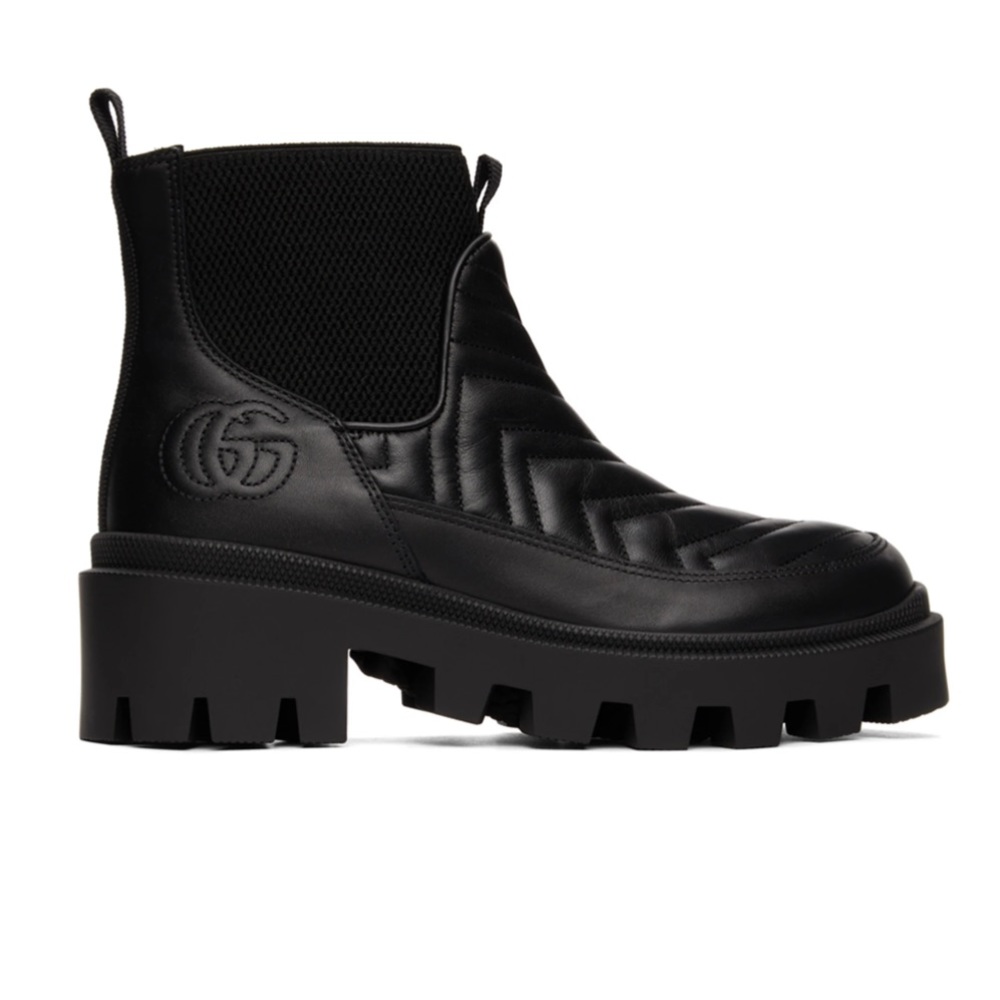 GUCCI Black Matelassé Chelsea Boots